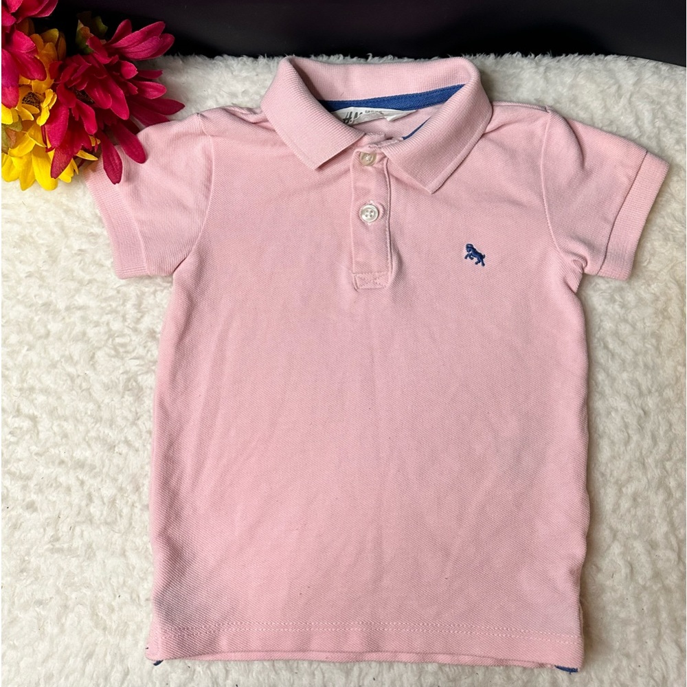 H&M Pink & Blue Logo Polo Shirt